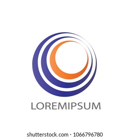 Abstract business logo vector. Design blue orange three circle on white background. Design print for company identity. Set 3