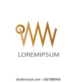 Abstract business logo vector. Design gold wave and circle on white background. Design print for identity company. Set 2 