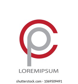 Abstract business logo vector. Design red p and c on white background. Design print for company identity. Set 1