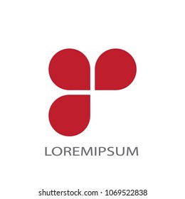 Abstract business logo vector. Design red heart on white background. Design print for company identity. Set 1