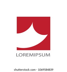 Abstract business logo vector. Design red curve square on white background. Design print for company identity. Set 1