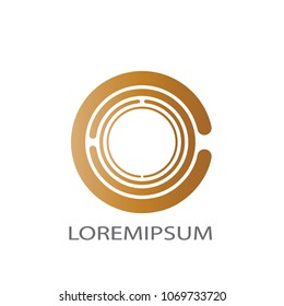 Abstract business logo vector. Design gold round circle on white background. Design print for company identity. Set 2