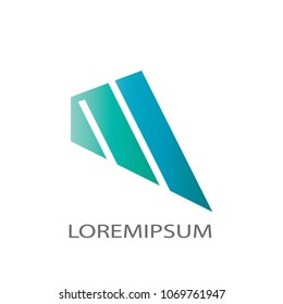 Abstract business logo vector. Design blue m gradient on white background. Design print for company identity. Set 2