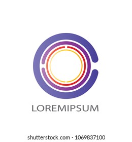 Abstract business logo vector. Design colorful circle round dash on white background. Design print for company identity. Set 3