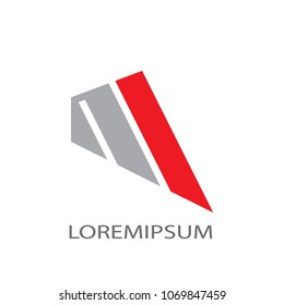 Abstract business logo vector. Design red and grey kite on white background. Design print for company identity. Set 4