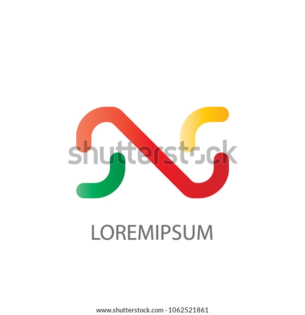 Abstract business logo vector. Design curve red, green,\
 yellow on white background. Design for print company identity,\
element, apps. Set 3