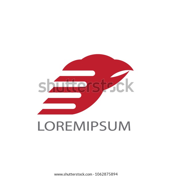 Abstract business logo vector. Design red eagle head on\
white background. Design print for company identity, element, icon,\
symbol. Set 1