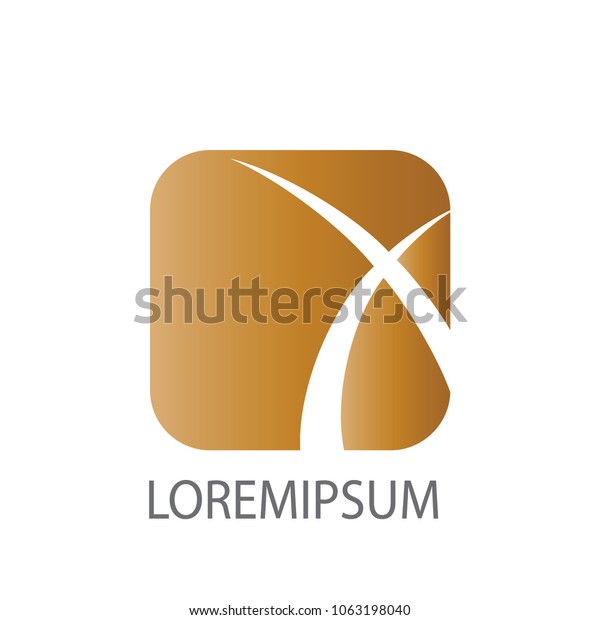 Abstract business logo vector. Design square x\
gold on white background. Design print for company identity,\
element, icon,\
symbol.