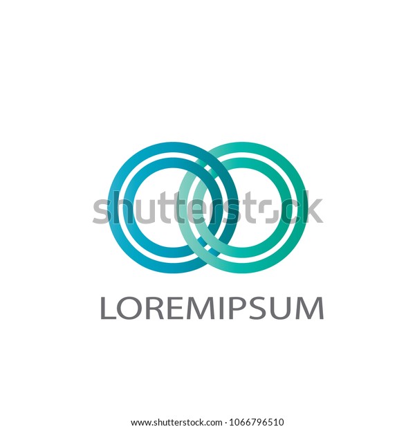 Abstract business logo vector. Design green and blue\
double circle on white background. Design print for company\
identity. Set 3