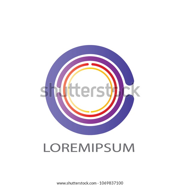 Abstract business logo vector. Design colorful circle\
round dash on white background. Design print for company identity.\
Set 3