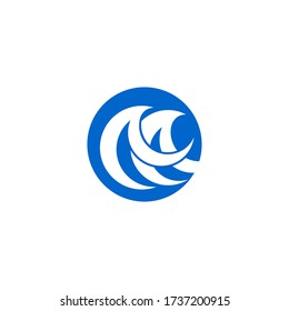 Resumen del logotipo de negocios, onda con el concepto de diseño de espacio negativo, letra inicial M, aislado en fondo blanco.