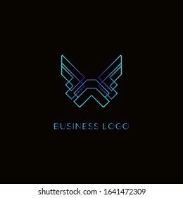 abstract business logos, abstract wing logo design in blue gradient. elegant, modern, creative and professional logo design. Suitable for company logos and business logos.