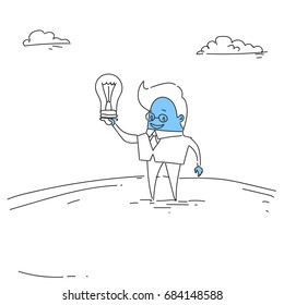 Resumen Empresario Nuevo concepto de idea creativa Mantener iluminación bombilla Vector Ilustración