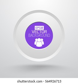 Abstract business minimalistic design template with round button people icon on light gray background isolated vector illustration