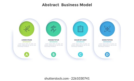 Abstract business model of development visualization infographic chart template. How to start and progress entrepreneurship. Instructional graphics with 4 step sequence design for webpages and posters