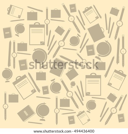 Abstract Business Office Stuff Set Retro Bachground Vector Illustration