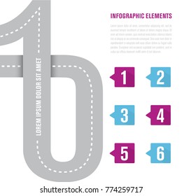 Abstract Business Path Of 10 Years Company. Timeline Infographic Template.