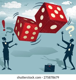 Abstract Business People take the ultimate gamble on their business futures by playing with the Gambling Dice of Fortune. Foolish or Brave.