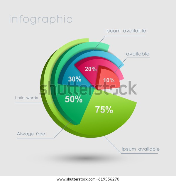 Abstract Business Pie Chart Infographics Five Stock Vector (Royalty ...