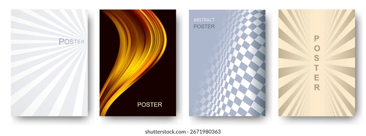 Abstract business poster background vector set. Minimalist cover template with dynamic business abstract posters. Design for social media, cover, banner, flyer, music, ads, vector illustration.