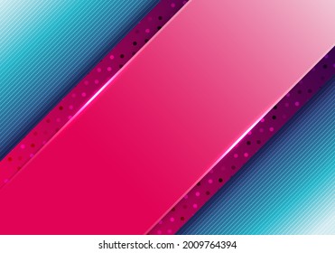 Resumen de la plantilla de presentación de negocios rayas diagonales rosadas con patrón de puntos polka sobre fondo azul. Ilustración del vector