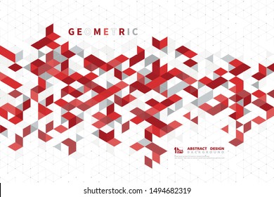 Abstract business red color of modern technology square geometric pattern design. You can use for business template, print, artwork, ad, headline. illustration vector eps10