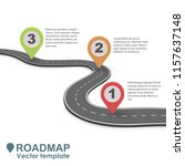 Abstract Business Roadmap Infographic with Color Pointers Vector Template. Simple Road Isolated on White Background.