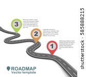Abstract business roadmap infographic with color pointers and copy space vector template. Simple road isolated on white background.