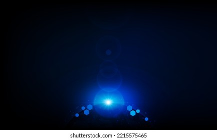 Resumen Negocio con cohete Fondo de tecnología Light out Hitech concepto de innovación de comunicación enviado para el planeta tierra con amanecer y red de tecnología. ilustración vectorial