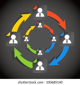 Abstract business scheme with paper stickers