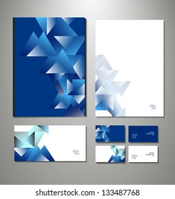 Abstract business set. Corporate identity templates: blank, business cards, badge, envelope. . Vector illustration