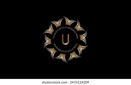 Abstract business sign with initial letter U. Vector illustration of elegant monogram