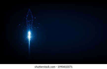Abstract Business Start up launching product with rocket concept. Light out technology background Hitech communication Bitcoin in futuristic concept innovation background,  vector design
