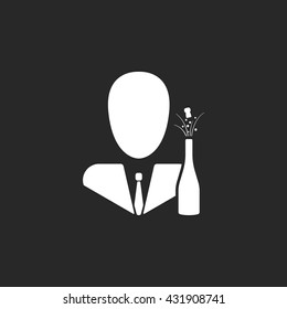Abstract business success champagne bottle sign simple icon on  background