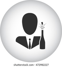 Abstract business success champagne bottle sign simple icon on  background