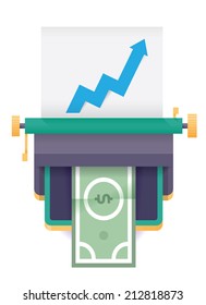 Abstract business success machine with dollar and growth graph. Idea - Business success, Good investment, Growth, Business luck etc.