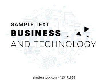 Abstract Business and Technology Background. Thin Line Flat Design.