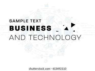 Abstract Business and Technology Background. Thin Line Flat Design.