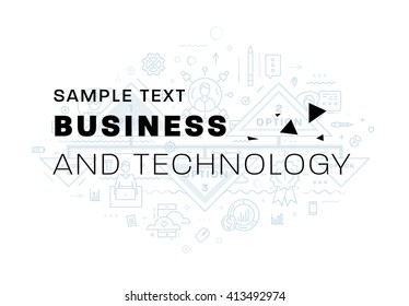 Abstract Business and Technology Background. Thin Line Flat Design.