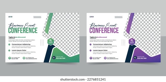 Abstract Business technology conference flyer and event invitation banner template design or corporate business workshop.