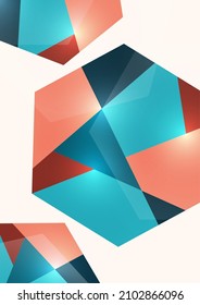 Abstract business template. Brochure layout, annual report with modern cover design, poster, A4 flyer with colored hexagons, divided into parts. Vector illustration