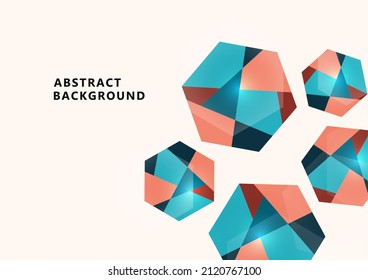 Abstract business template. Brochure layout, annual report with modern cover design, poster, A4 flyer with colored hexagons, divided into parts. Vector illustration