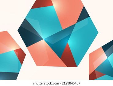 Resumen de plantilla de negocio. Diseño de folletos, informe anual con diseño de portada moderno, afiche, volante A4 con hexagones de colores, dividido en partes. Ilustración del vector