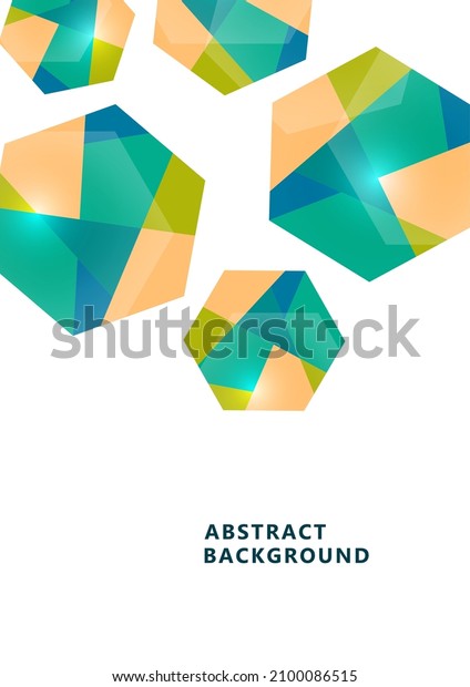 Abstract business template. Brochure\
layout, annual report with modern cover design, poster, A4 flyer\
with colored hexagons, divided into parts. Vector\
illustration