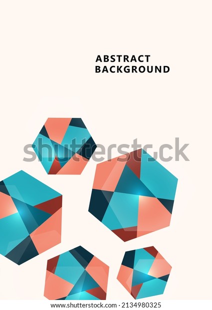 Abstract business template. Brochure\
layout, annual report with modern cover design, poster, A4 flyer\
with colored hexagons, divided into parts. Vector\
illustration
