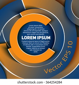 Abstract business template in circle shapes of blue and orange gradient