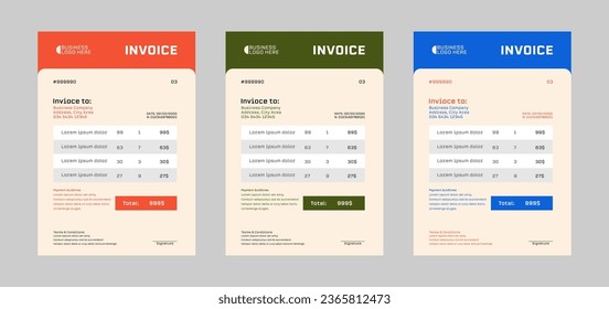 Abstract business template invoice project collection.