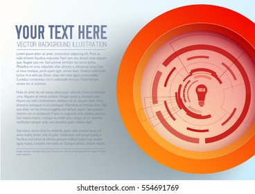 Abstract business template with text red circle bulb icon futuristic interface on gray background isolated vector illustration
