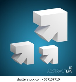 Abstract business template with white 3d geometric arrows for web design isolated vector illustration