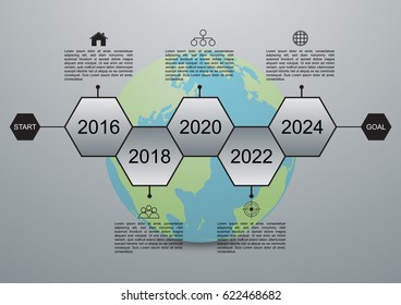 Abstract business timeline hexagons infographic vector illustration some Elements of this image furnished by NASA